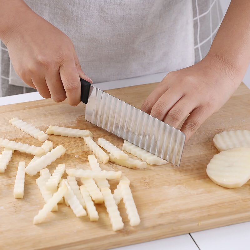 Coupe frite français avec lame dentelée en acier inoxydable