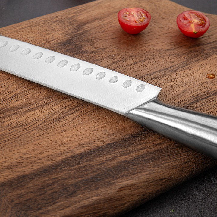 Couteau santoku japonais de cuisine à manche creux