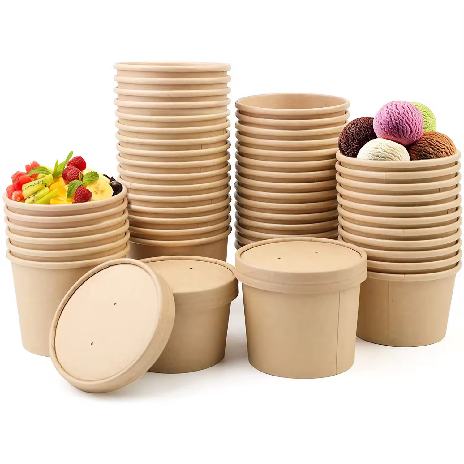 Lot de 10 Emballages Alimentaires Cylindriques en Papier Kraft