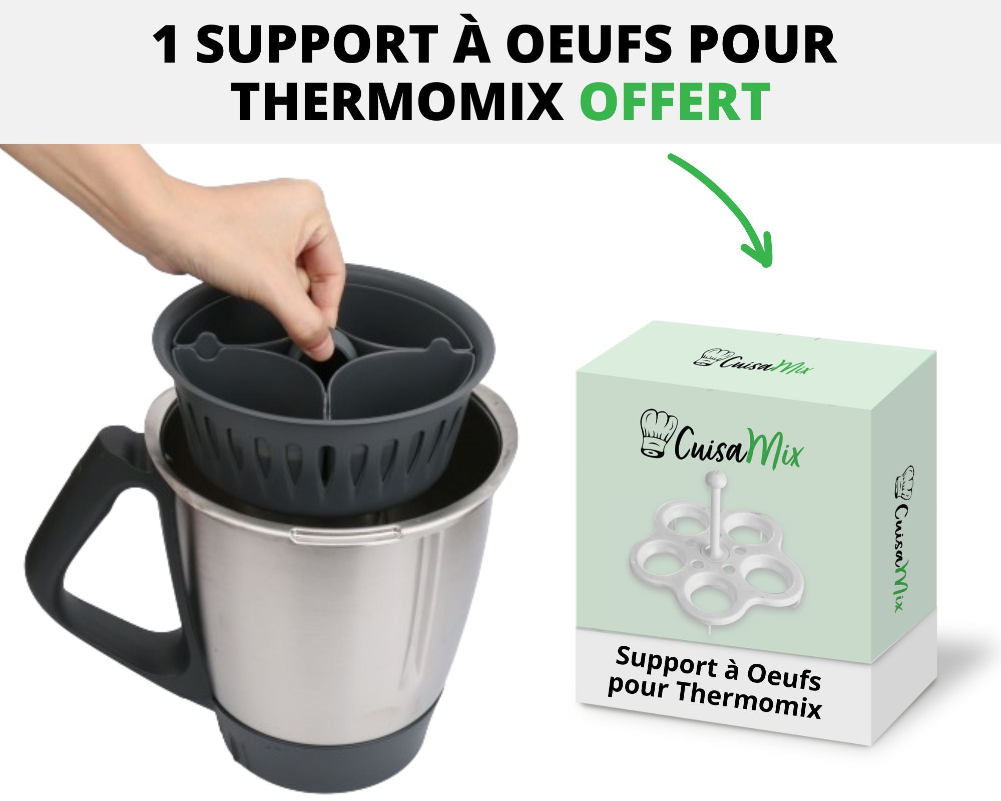 Cuirasix - Cuiseur à Oeufs 2 en 1 pour Thermomix (+1 Accessoire OFFERT)