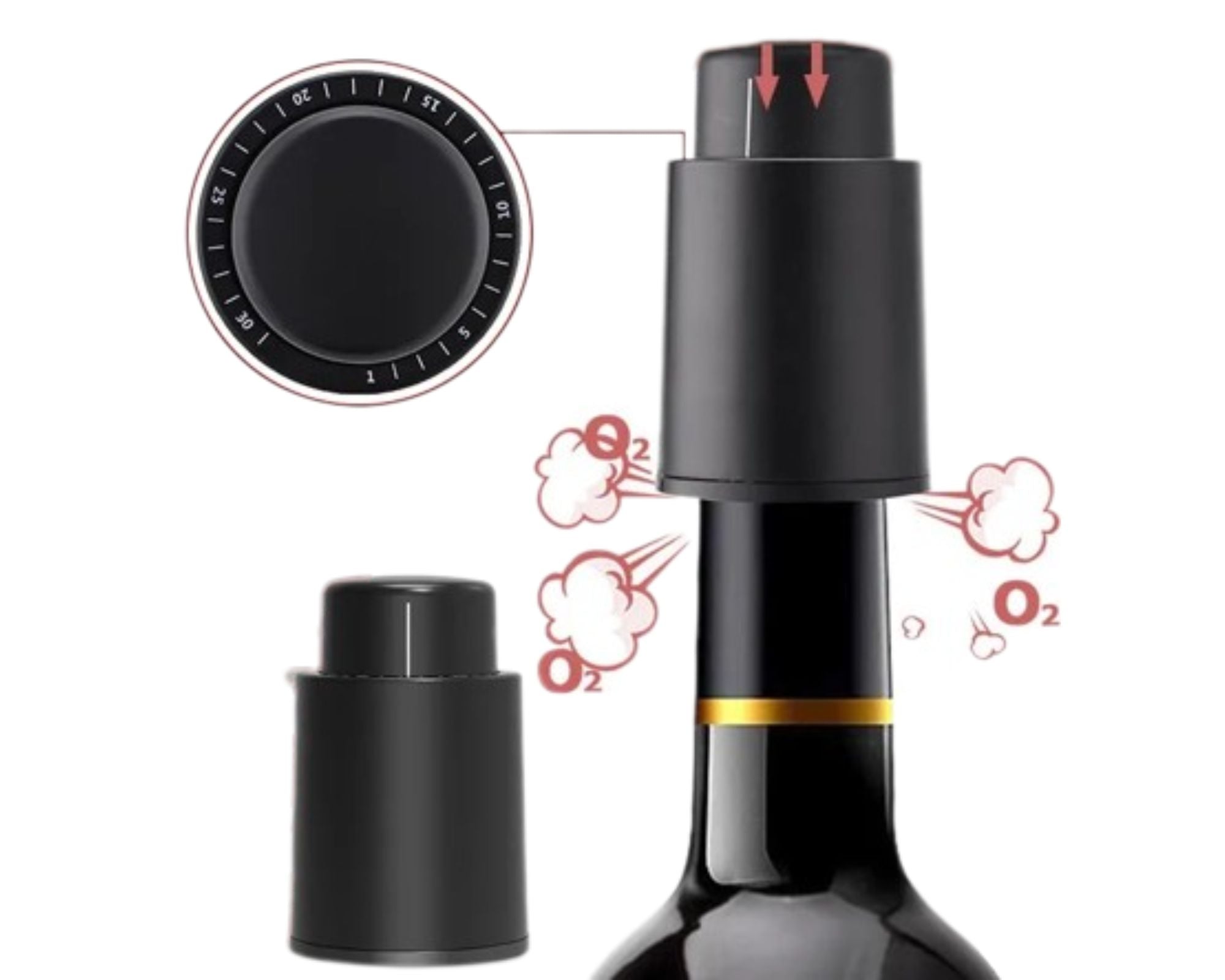 WREESH Bouchon de bouchon de bouteille de vin avec joint sous vide Winery  Sealer Top Airless Save Fresh 
