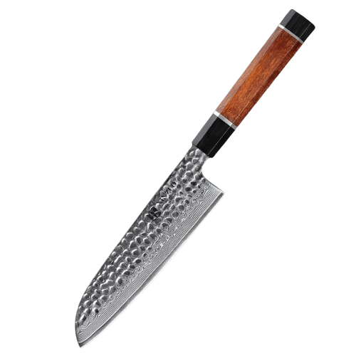 Couteau santoku en acier damassé