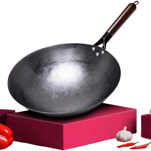 Poêle wok traditionnelle en fer forgé à la main