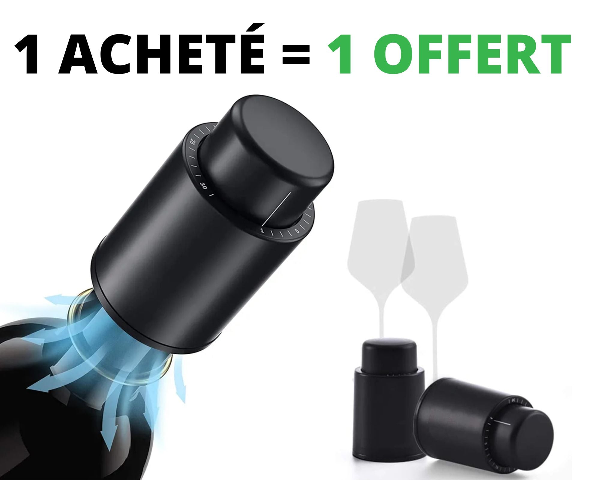 Bouvix - Bouchon de Bouteille de Vin Sous-Vide (+ 1 OFFERT)