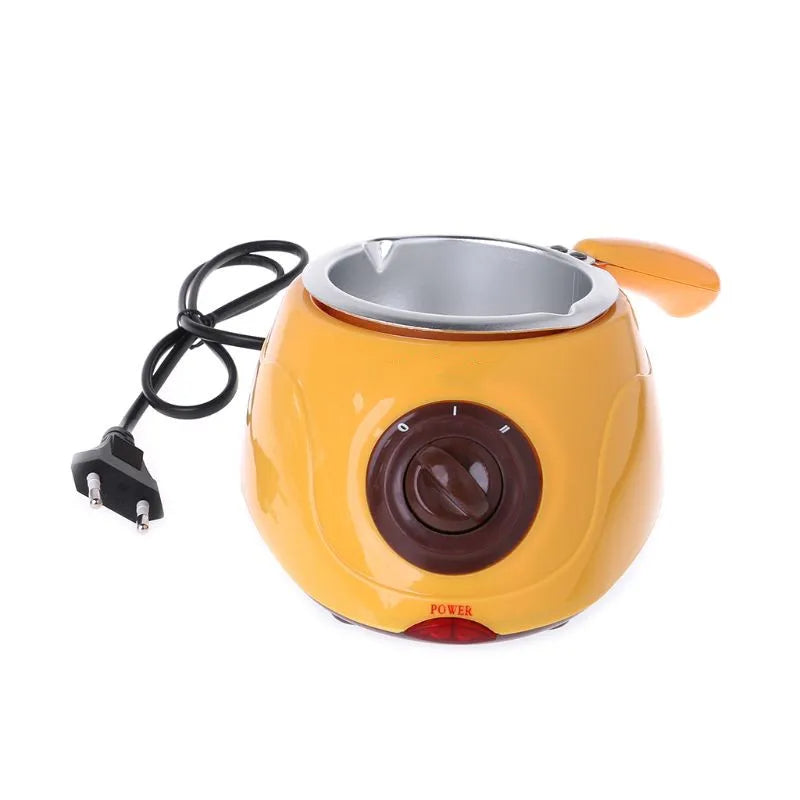 Appareil à Fondue Électrique Orange pour Chocolat, sur un fond blanc.