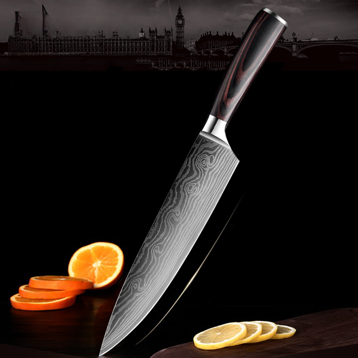 Couteau santoku de chef de cuisine tranchant en acier inoxydable