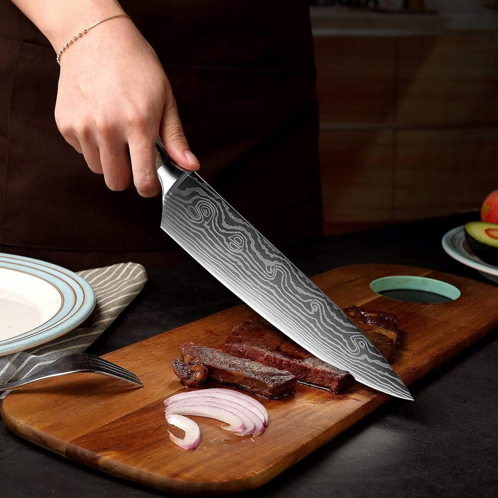 Couteau santoku de chef de cuisine tranchant en acier inoxydable