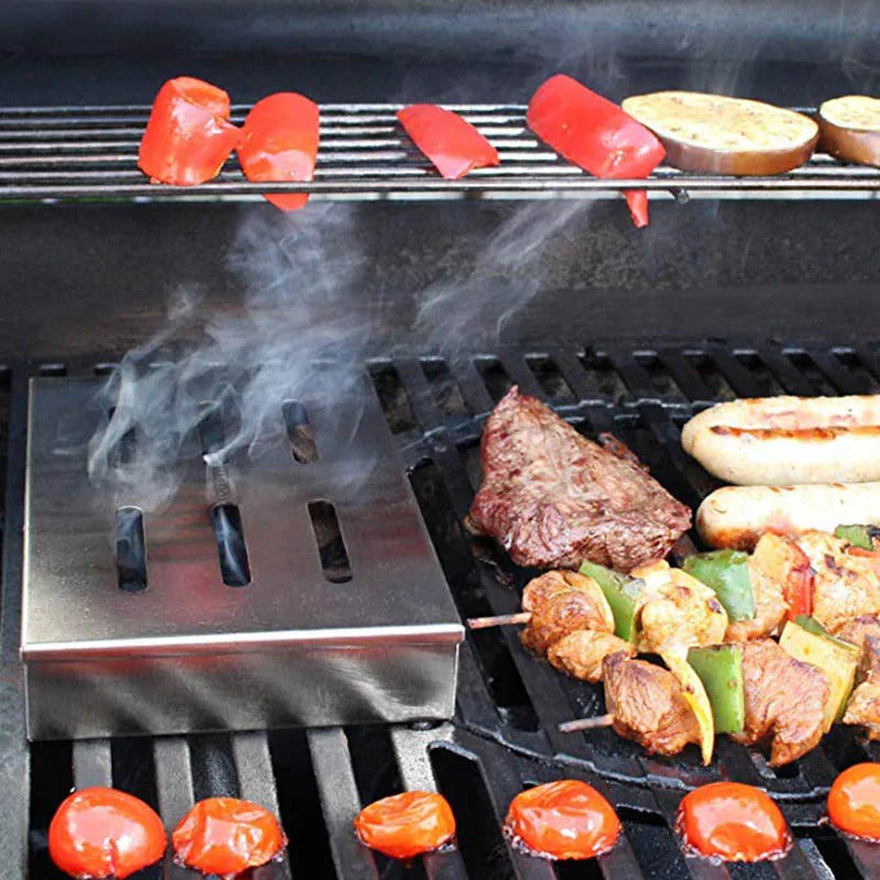 Fumoir a Viande Style Boîte en Acier Inoxydable pour Barbecue