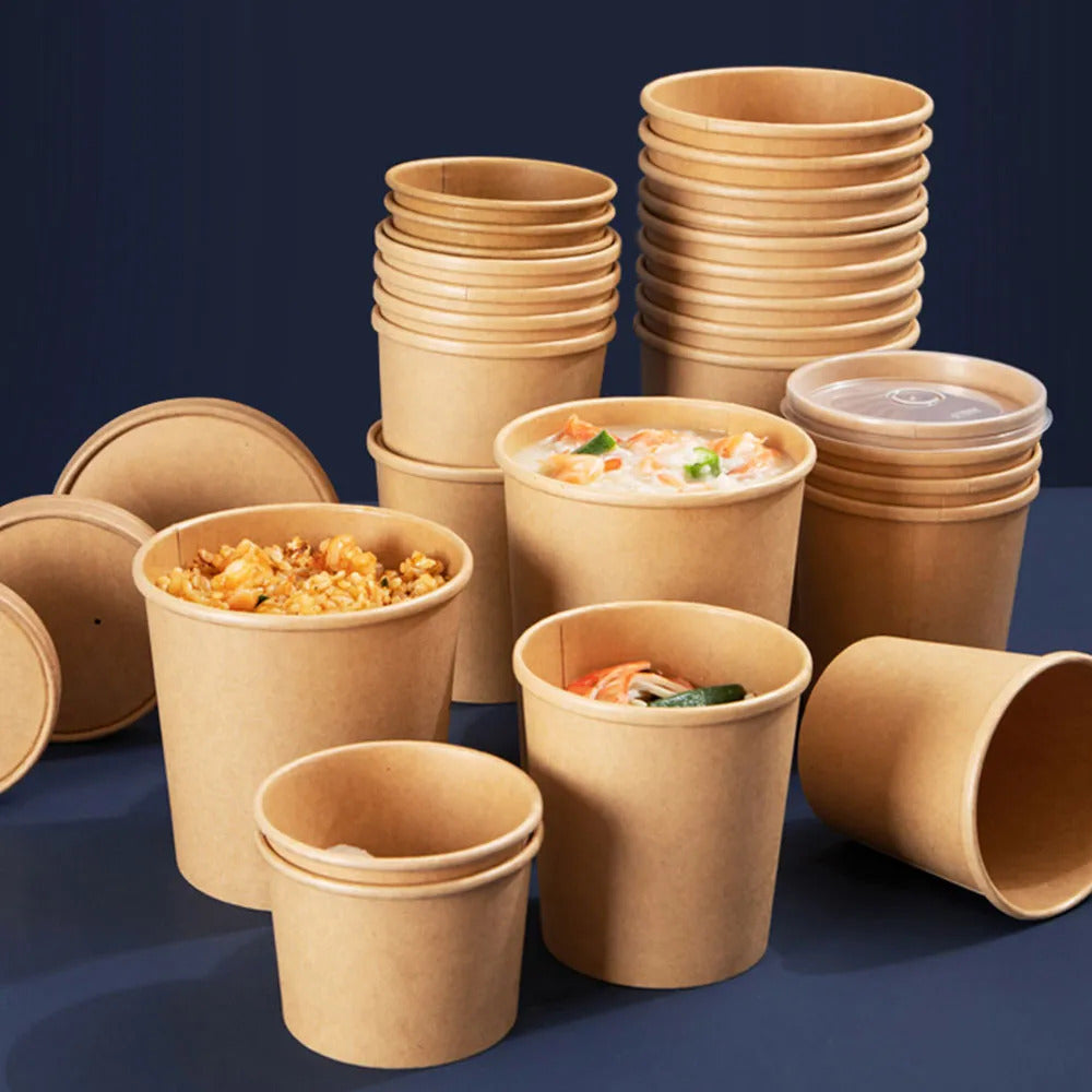 Lot de 10 Emballages Alimentaires Cylindriques en Papier Kraft