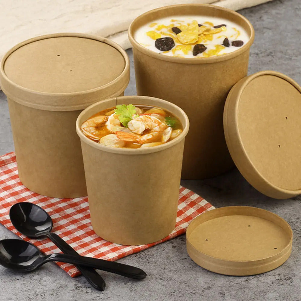 Lot de 10 Emballages Alimentaires Cylindriques en Papier Kraft