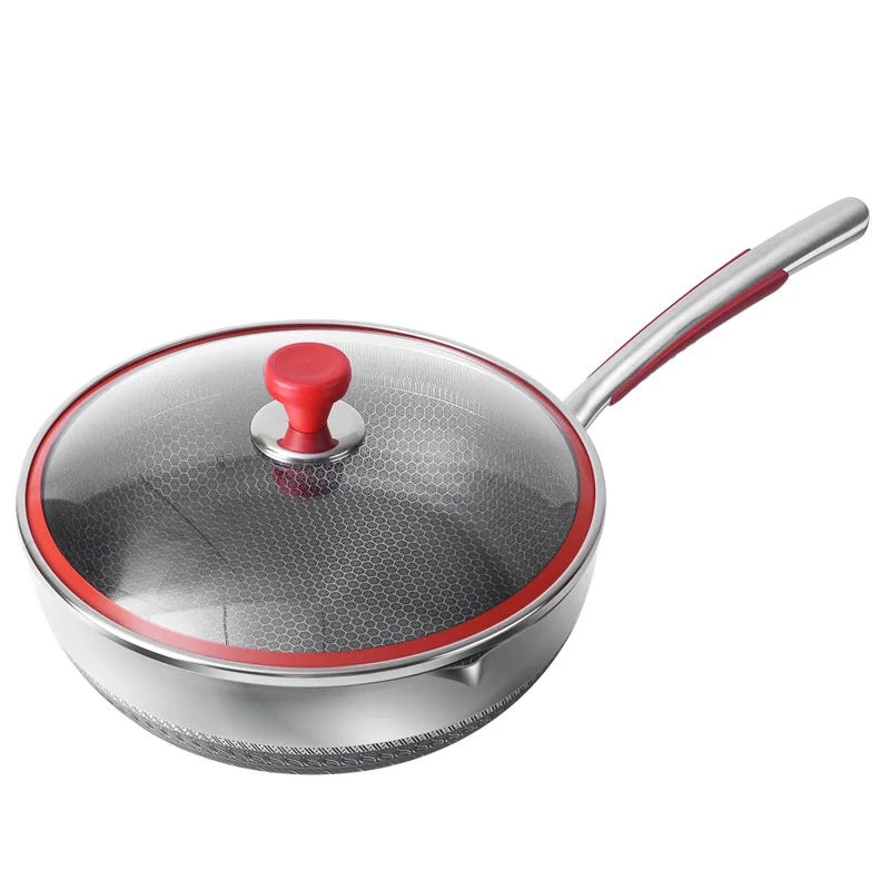 Sauteuse Inox Antiadhésive avec Manche et Couvercle sur fond blanc