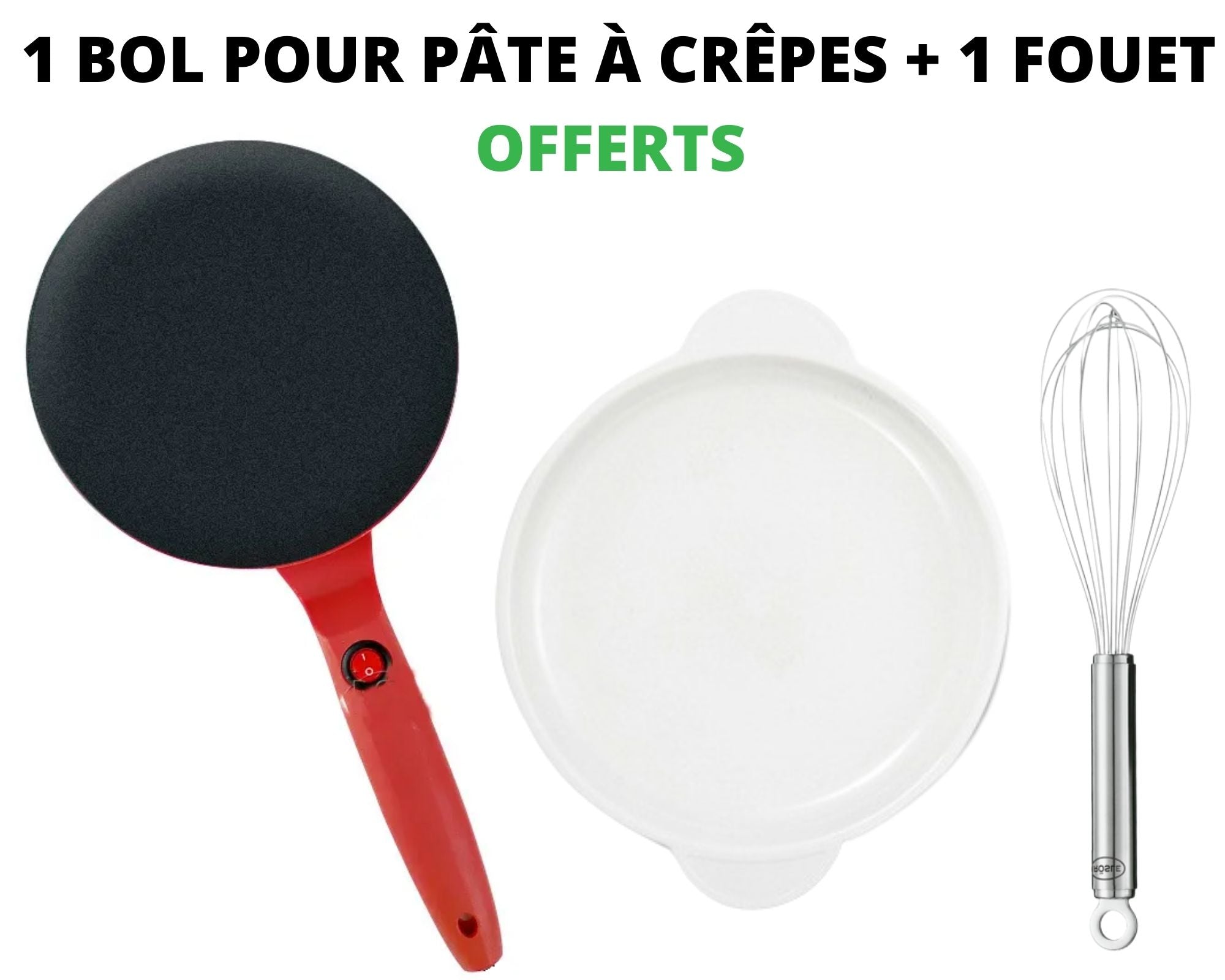 Crepix - Crêpière Électrique (+ 1 Bol pour Pâte à Crêpes et 1 Fouet GRATUITS)