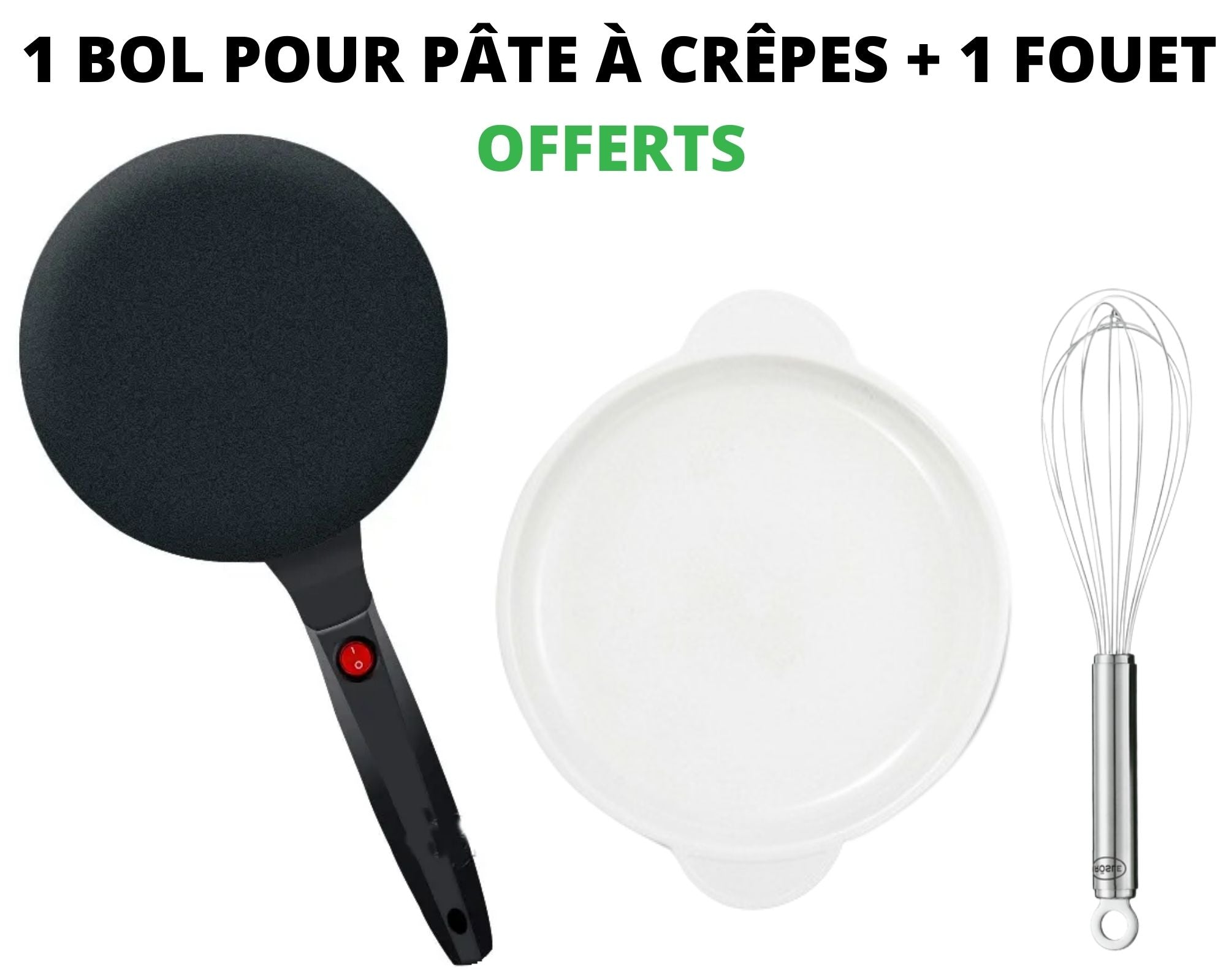 Crepix - Crêpière Électrique (+ 1 Bol pour Pâte à Crêpes et 1 Fouet GRATUITS)